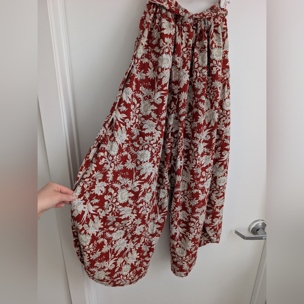 FREE PEOPLE Sunday Set 2-Piece Floral Linen Blend Size Small Boho Beach - Picture 9 of 11